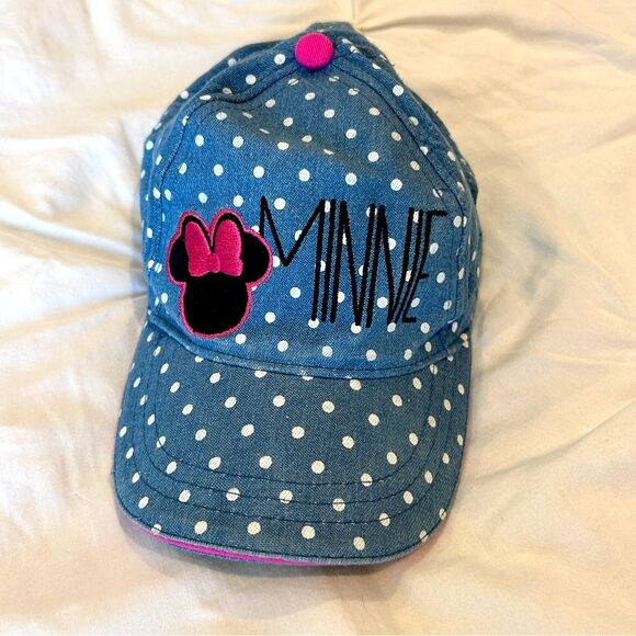 Disney Girls Blue Polka Dots Mini Mouse Baseball Cap Hat OSFM - Picture 1 of 8